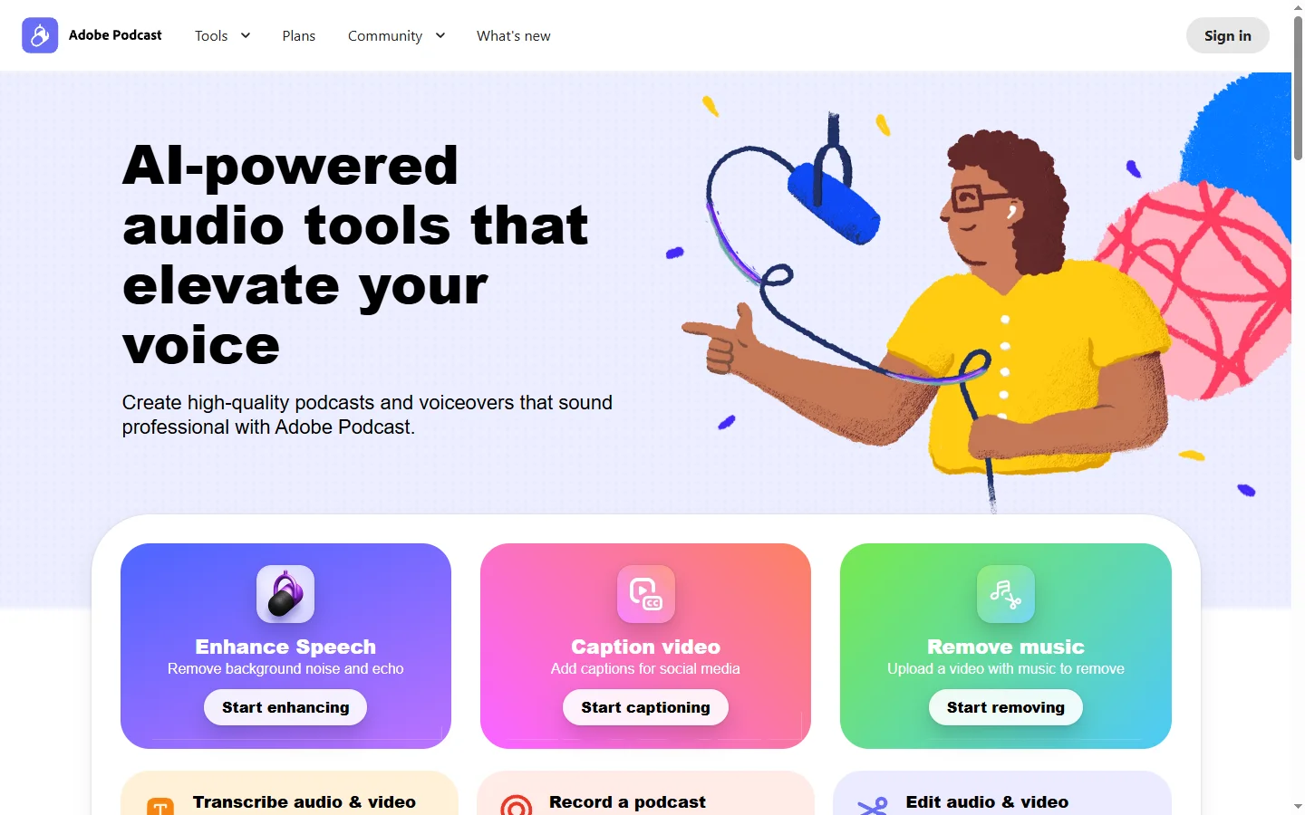 Adobe Podcast AI screenshot