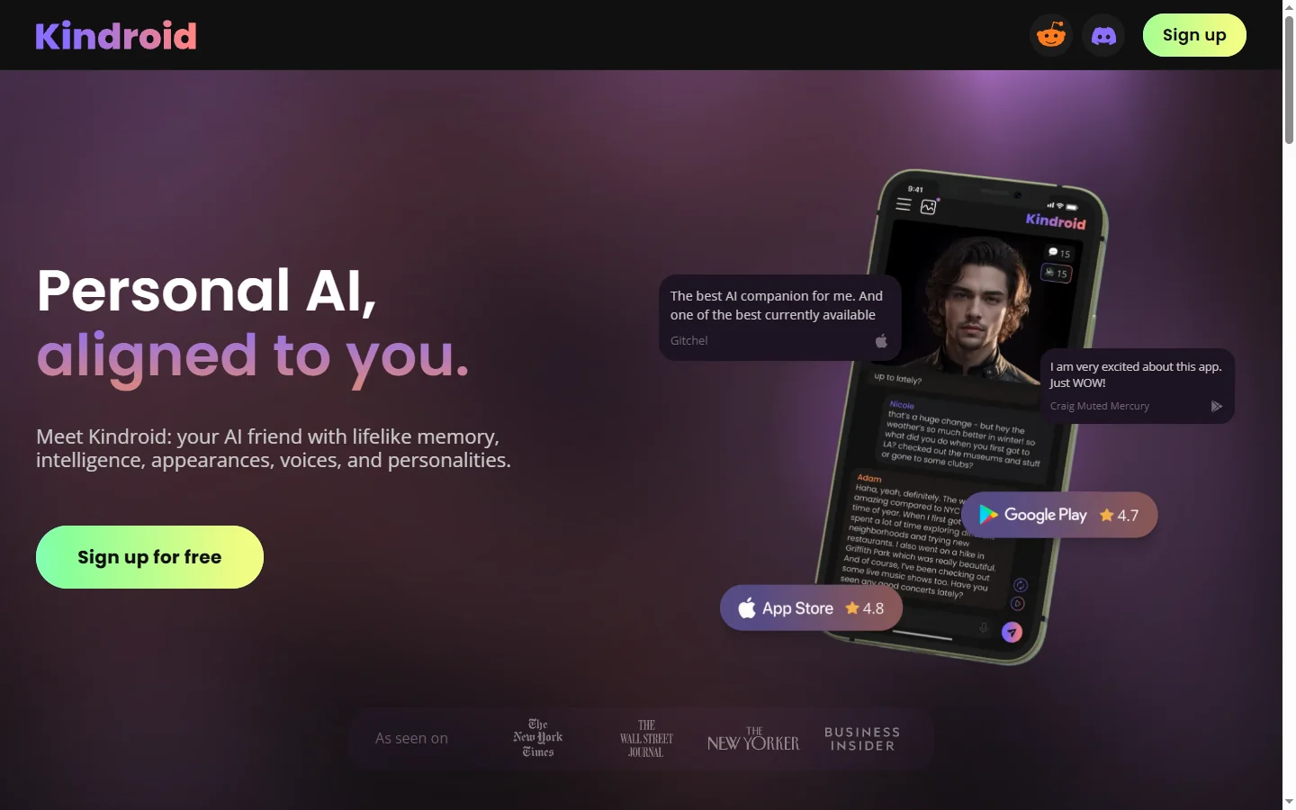 Kindroid AI screenshot