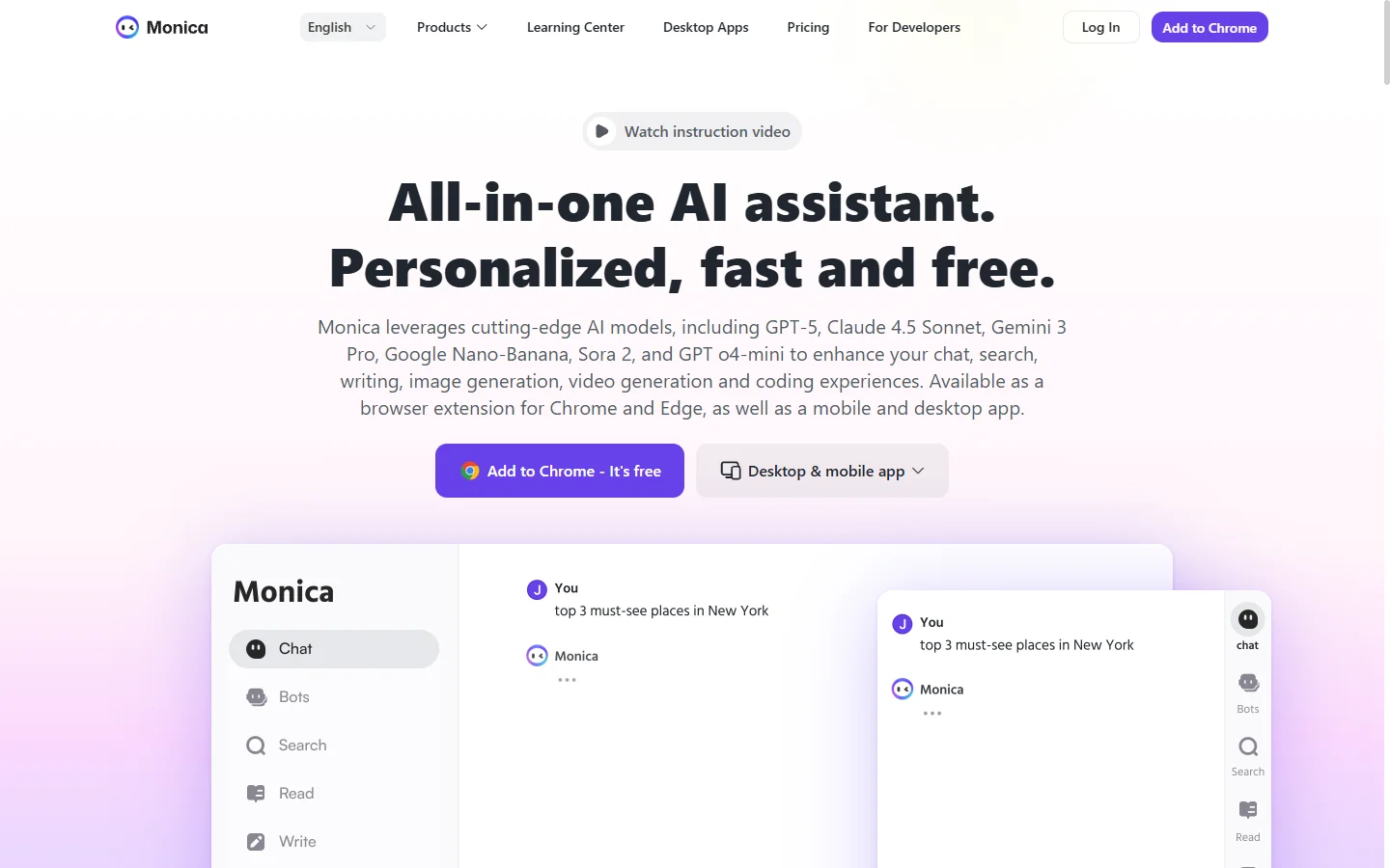 Monica AI screenshot