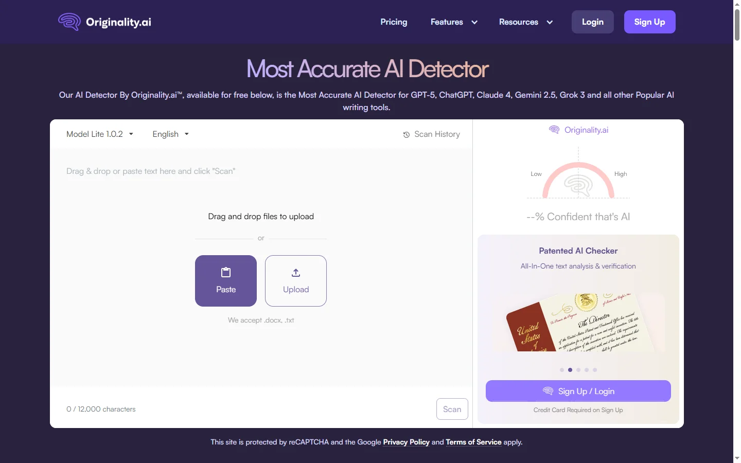 Originality AI screenshot