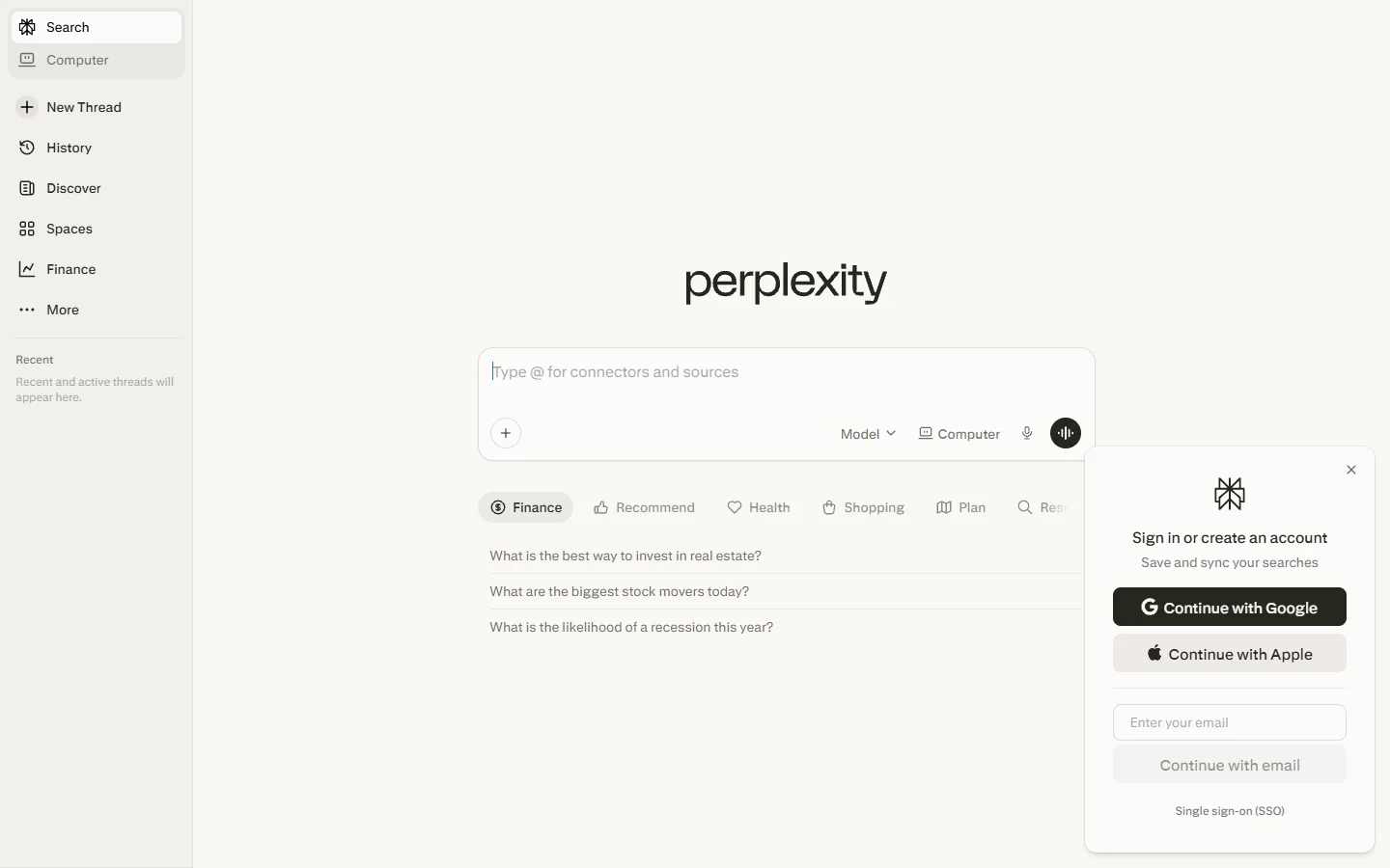 Perplexity AI screenshot