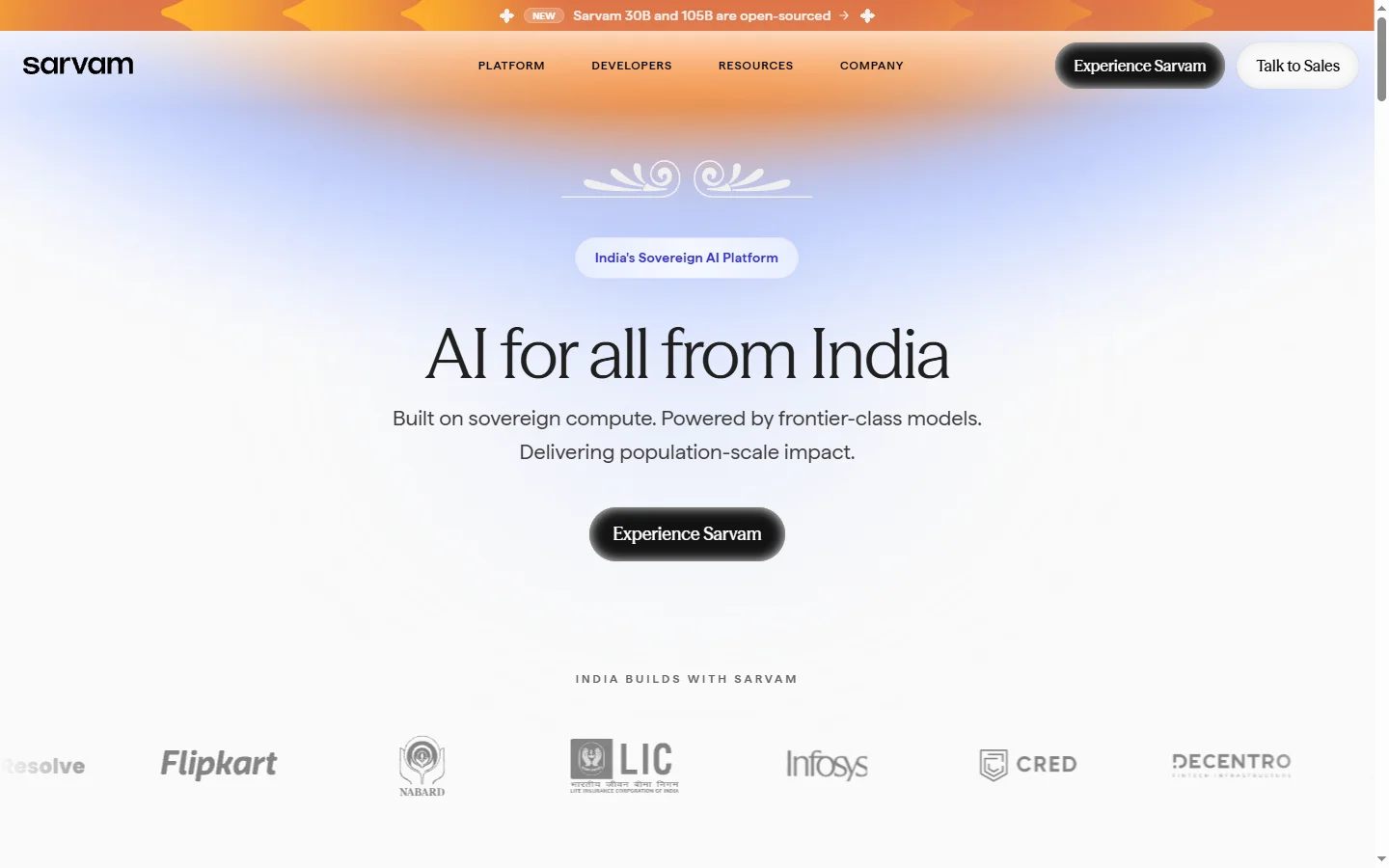 Sarvam AI screenshot